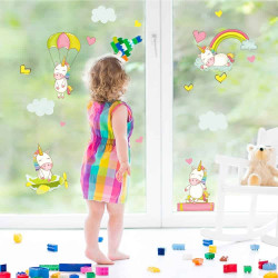 Baby Unicorns διπλής όψης αυτοκόλλητα για τζάμι ή τοίχο L