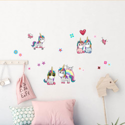 Colorful Unicorns αυτοκόλλητα τοίχου L