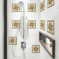 Tile Cover Beige Flowers πλακάκια διακόσμησης τοίχων κουζίνας και μπάνιου