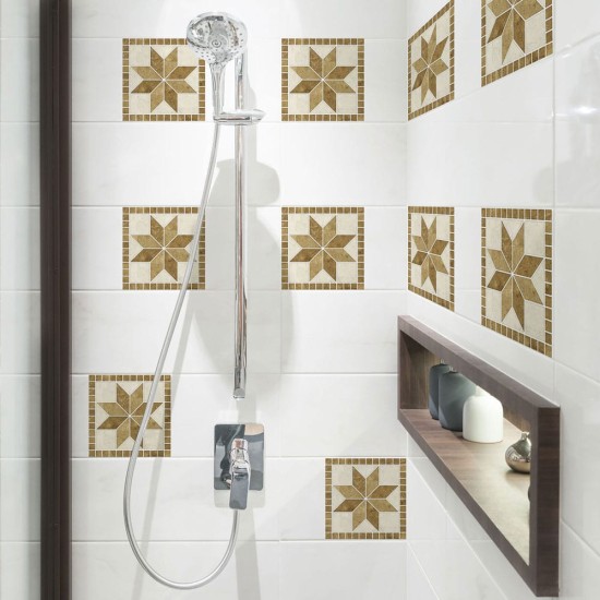 Tile Cover Beige Flowers πλακάκια διακόσμησης τοίχων κουζίνας και μπάνιου