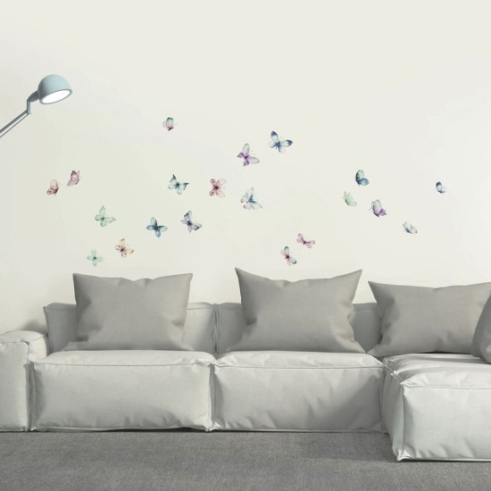 Watercolour Butterflies αυτοκόλλητα τοίχου βινυλίου M