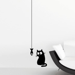 Cat & Fish αυτοκόλλητα τοίχου βινυλίου S