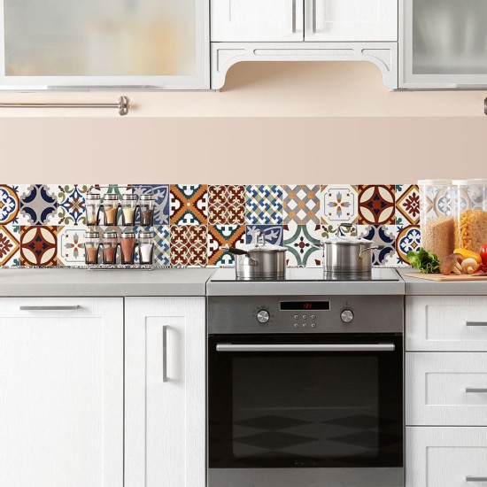 Red Tiles μπορντούρα προστασίας τοίχων κουζίνας