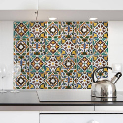 Green Tiles L πλάτη προστασίας τοίχου εστιών κουζίνας