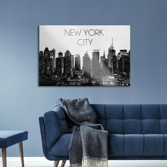 New York City πίνακας από βουρτσισμένο αλουμίνιο L